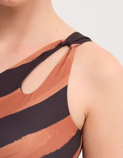 Callie Thorpe x Monsoon One-Shoulder Wave Print Shaping Swimsuit Black