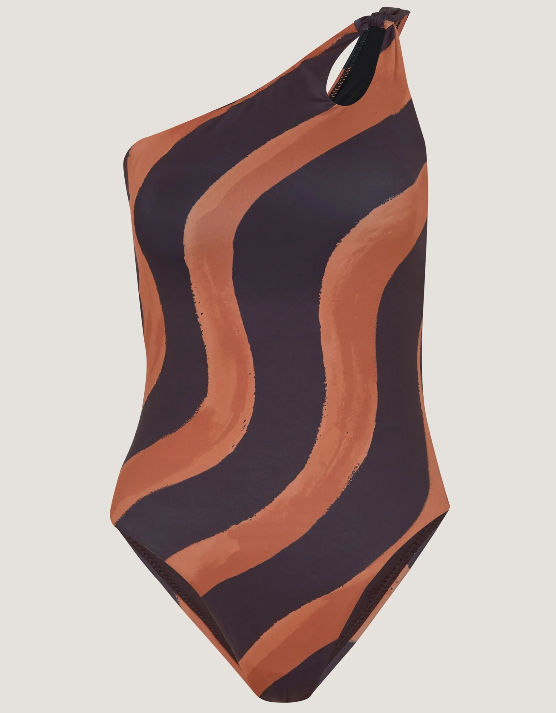 Callie Thorpe x Monsoon One-Shoulder Wave Print Shaping Swimsuit Black