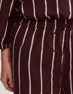 Callie Thorpe x Monsoon Stripe Linen Blend Wide Leg Trousers Brown