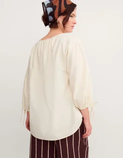 Callie Thorpe x Monsoon Tie Linen Blend Top Natural