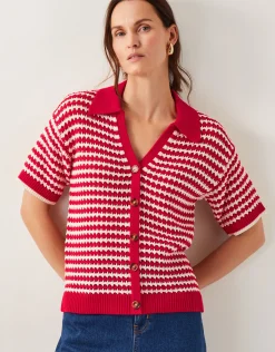 Cally Stripe Collar Jumper Red