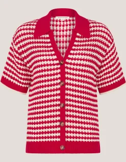 Cally Stripe Collar Jumper Red