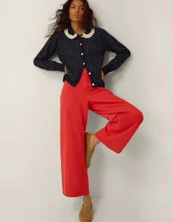 Camila Broderie Collar Cardigan Blue