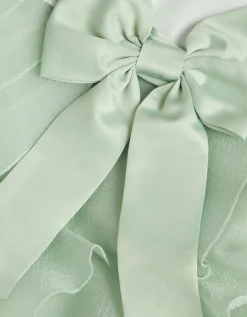 Cancan Sleeveless Bow Ruffle Dress Green