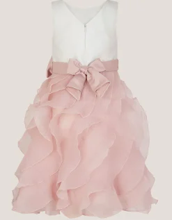 Cancan Sleeveless Bow Ruffle Dress Pink