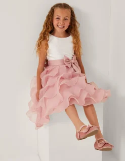 Cancan Sleeveless Bow Ruffle Dress Pink