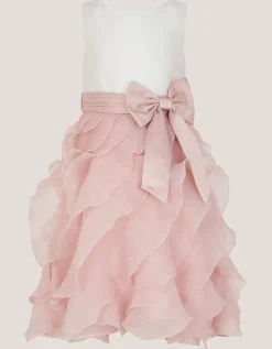 Cancan Sleeveless Bow Ruffle Dress Pink
