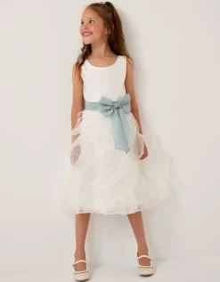 Cancan Sleeveless Bow Ruffle Dress Ivory