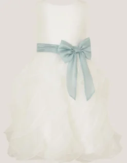 Cancan Sleeveless Bow Ruffle Dress Ivory