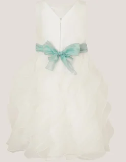 Cancan Sleeveless Bow Ruffle Dress Ivory