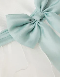 Cancan Sleeveless Bow Ruffle Dress Ivory