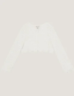 Carmela Crochet Long Sleeve Cardigan Ivory