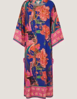 Carmen Floral Print Midi Kaftan Blue