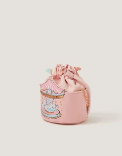 Carousel Print Drawstring Crossbody Bag