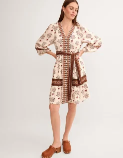 Carrie Floral Print Mini Dress Ivory