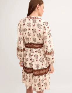 Carrie Floral Print Mini Dress Ivory