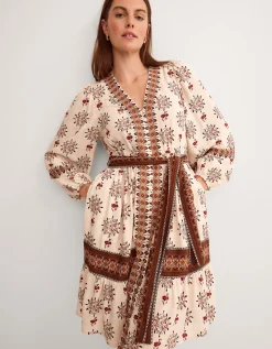 Carrie Floral Print Mini Dress Ivory