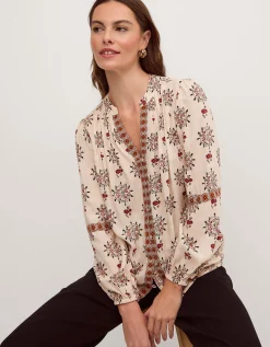 Carrie Print Blouse Ivory