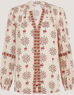 Carrie Print Blouse Ivory