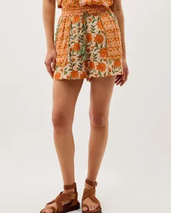 Carris Floral Scallop Shorts Orange