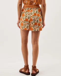 Carris Floral Scallop Shorts Orange
