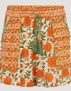 Carris Floral Scallop Shorts Orange