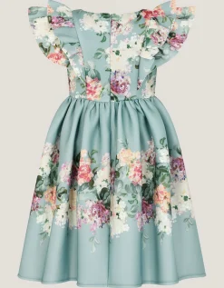 Cassie Floral Print Ruffle Dress Green