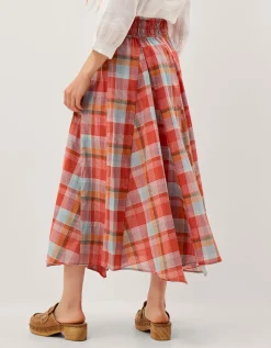 Cecily Check Midi Skirt Orange