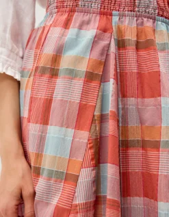 Cecily Check Midi Skirt Orange