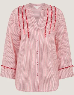 Ceres Frill Stripe Shirt Red