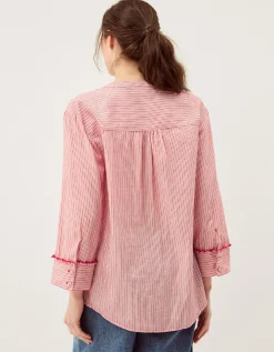 Ceres Frill Stripe Shirt Red