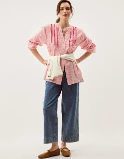 Ceres Frill Stripe Shirt Red