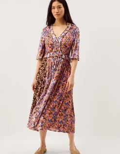 Ceri Floral Print Jersey Midi Dress Multi