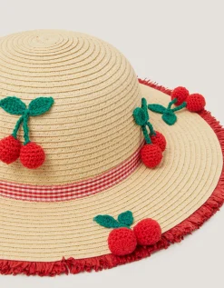 Cherry Straw Sun Hat Natural