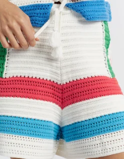 Chinti & Parker Stripe Crochet Shorts Multi