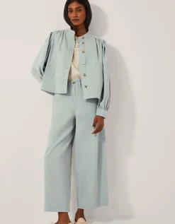 Ciara Cropped Wide Leg Jeans Blue