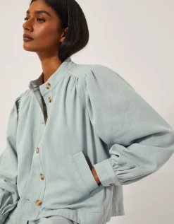Ciara Puff Sleeve Denim Jacket Blue
