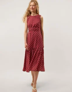 Claire Polka Dot Midi Dress Red