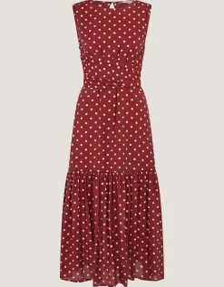 Claire Polka Dot Midi Dress Red