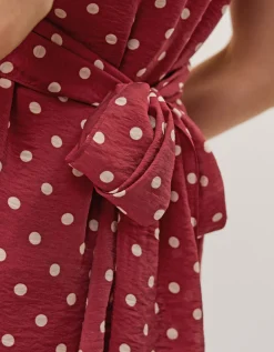 Claire Polka Dot Midi Dress Red