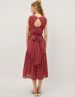 Claire Polka Dot Midi Dress Red
