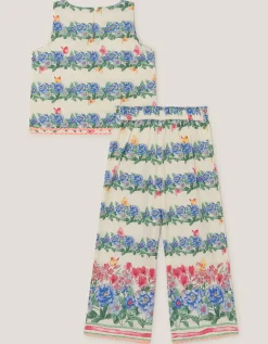 Clara Floral Print Top & Trouser Set Ivory