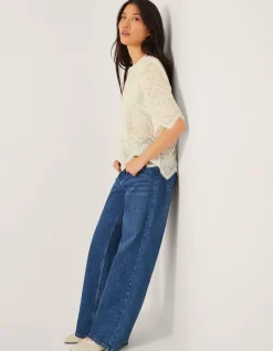 Clara Sheer Embroidered Top Ivory