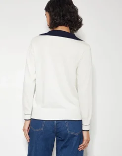 Clara V-Neck Collared Jumper Ivory