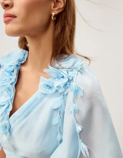 Clarissa Floral Appliqué Midi Dress Blue