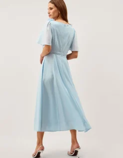 Clarissa Floral Appliqué Midi Dress Blue