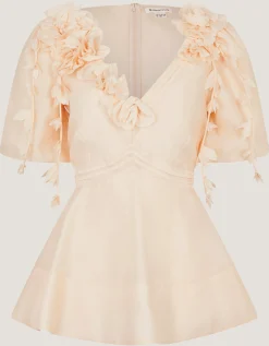 Clarissa Floral Appliqué Top Ivory