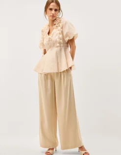Clarissa Floral Appliqué Top Ivory