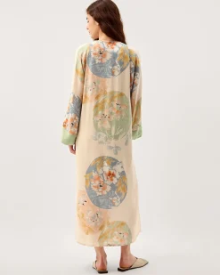 Clemence Amelie Tie Front Floral Midi Dress Cream