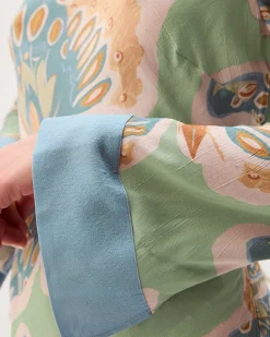 Clemence Aurelie Butterfly Long Sleeve Maxi Dress Green